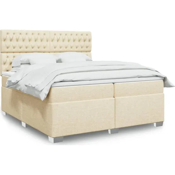 vidaXL Kontinentalseng 200x200 cm med Madras, Cremefarvet