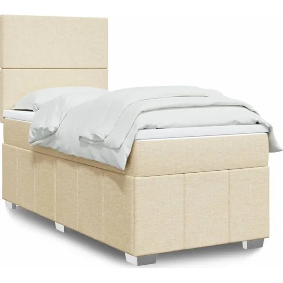 vidaXL Kontinentalseng 100x200 cm med madras, cremefarvet
