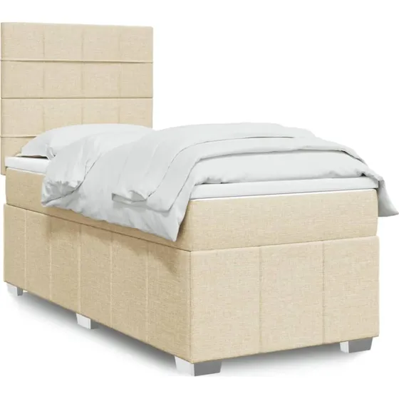 vidaXL Kontinentalseng 100x200 cm med Madras, Cremefarvet