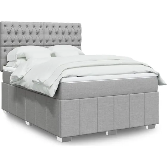 vidaXL Kontinentalseng 140x190 cm med springmadras lysegrå