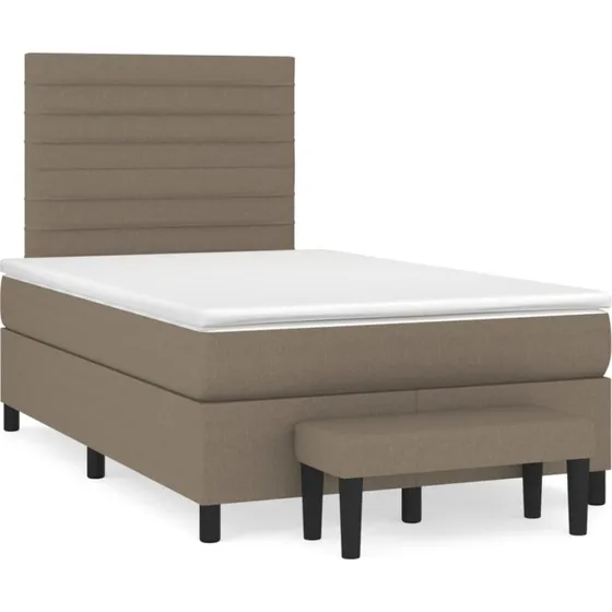 vidaXL Kontinentalseng 120x190 cm gråbrun med justerbart hovedgærde