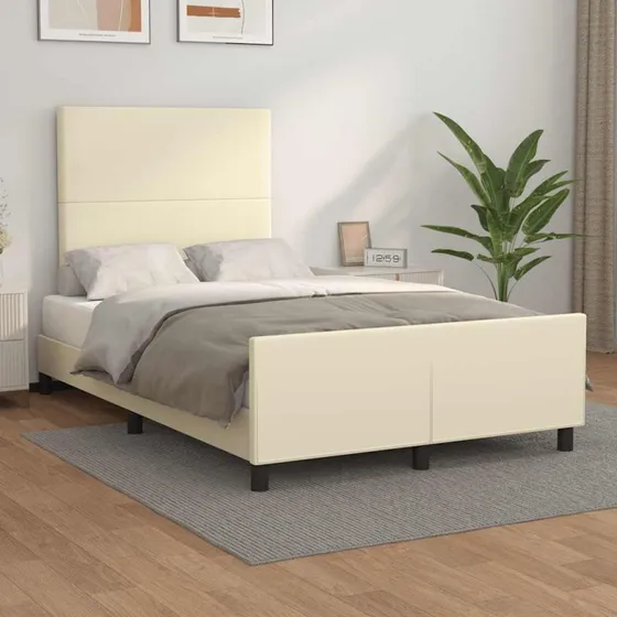 vidaXL Sengeramme 120x190 cm i creme kunstlæder med justerbar gavl