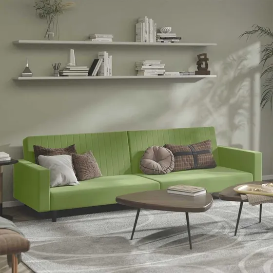 vidaXL 2-personers sovesofa fløjl lysegrøn