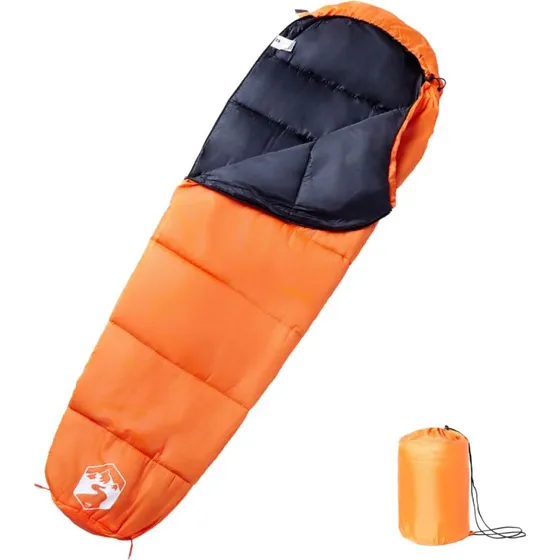 vidaXL Sovepose 3 årstider mumieformet, orange/sort