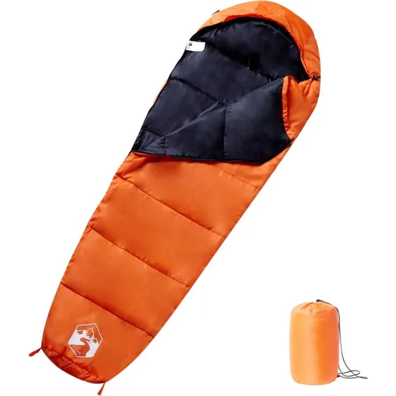 vidaXL Mumieformet Sovepose 3 Årstider, Orange/Sort