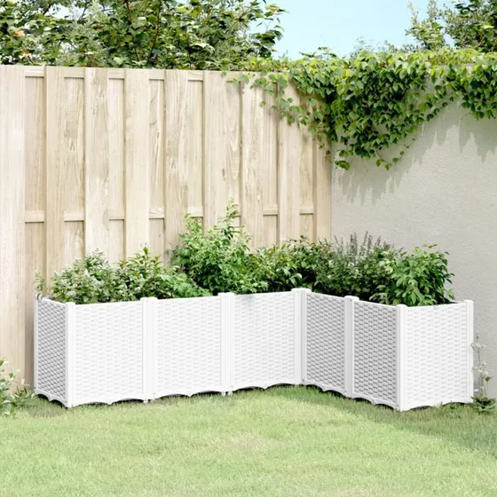 vidaXL Plantekasse 160x120x53 cm PP hvid rattanlook