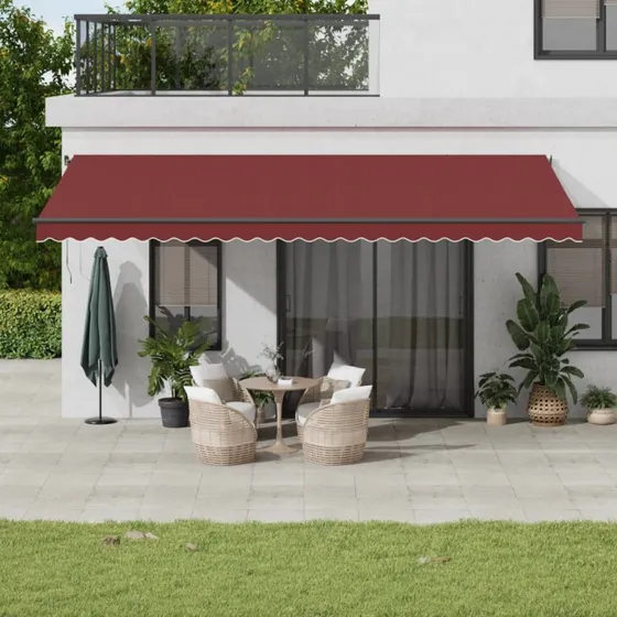 vidaXL Markise med LED-lys 600x350 cm automatisk, bordeaux