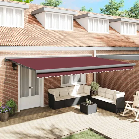 vidaXL Markise 500x300 cm automatisk betjening bordeaux