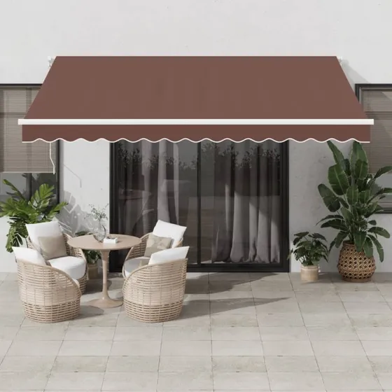 vidaXL Markise med LED-lys 400x350 cm brun manuel