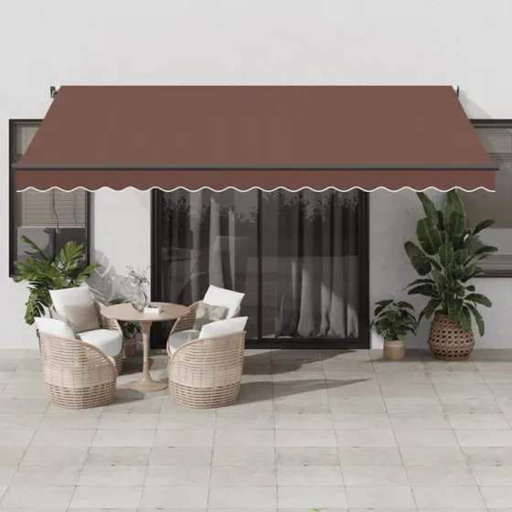 vidaXL Markise med LED-lys 450x350 cm brun manuel