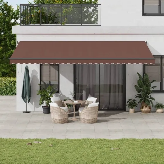 vidaXL Markise med LED-lys 600x350 cm, automatisk, brun