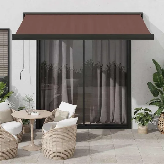 vidaXL Markise 350x250 cm automatisk brun