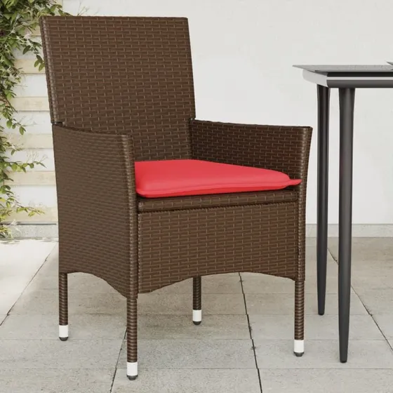 vidaXL Havestole med Hynder 2 stk. PolyRattan Brun