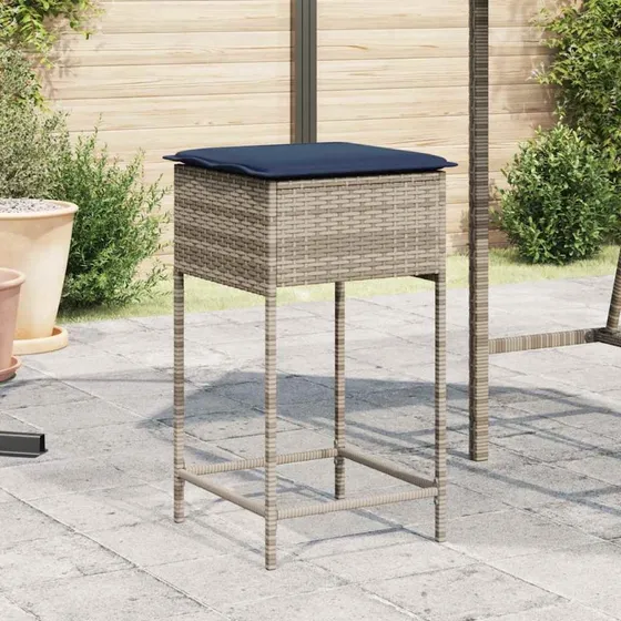 vidaXL Havebarstole med hynder 2 stk. grå polyrattan