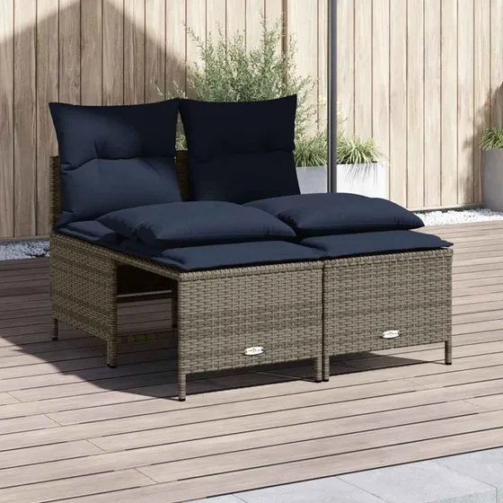 vidaXL havesofasæt 4 dele grå polyrattan med hynder