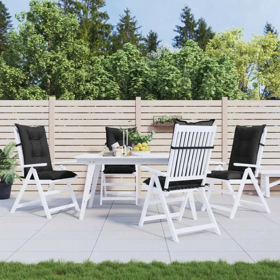 vidaXL Højrygget Stol Pudepakke 4 pcs Melange Sort 120 x 50 x 7 cm