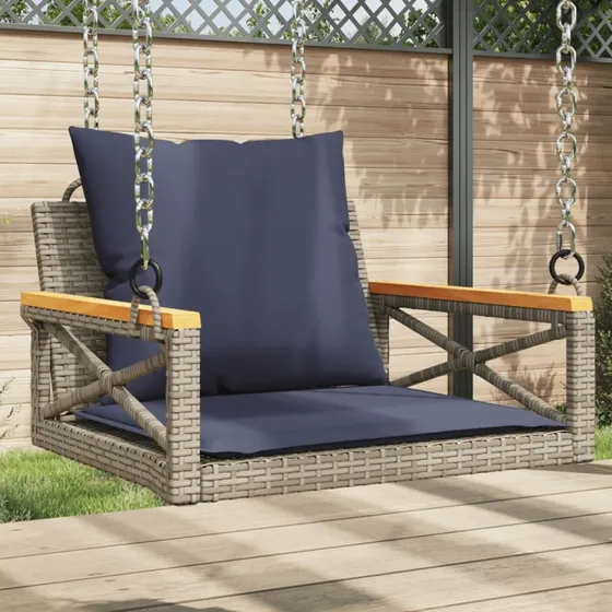 vidaXL gyngebænk med hynder 63x62x40 cm grå polyrattan