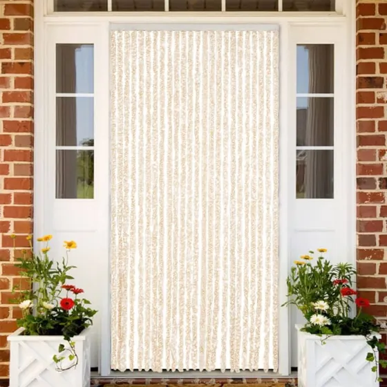 vidaXL Flueforhæng 100x200 cm chenille beige/hvid