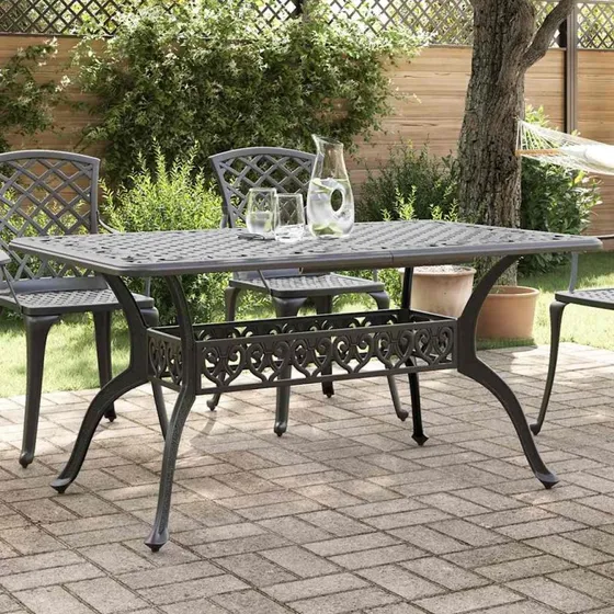 vidaXL havebord 150x90x72 cm støbt aluminium sort
