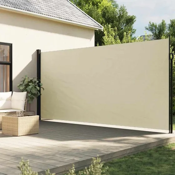 vidaXL Sidemarkise 200x500 cm Creme, Sammenrullelig