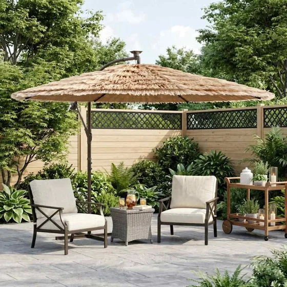 vidaXL Haveparasol 290x290x238 cm brun med stålstang