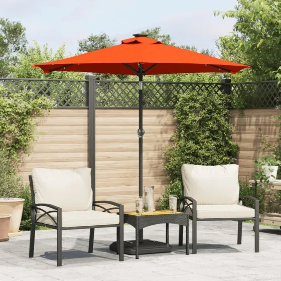 vidaXL Parasol 225x225 cm med LED-lys, terrakotta