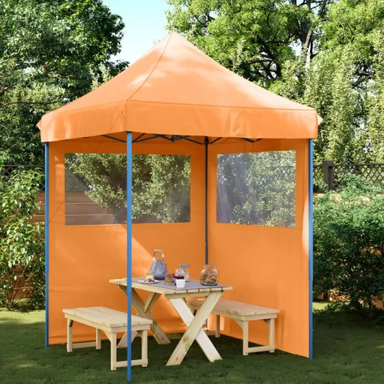 vidaXL foldbart pop-up festtelt 2×2 m orange med 2 sidevægge