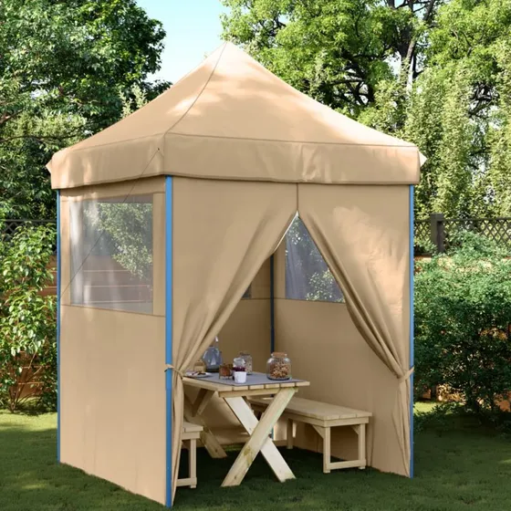 vidaXL foldbart pop-up festtelt 2×2 m beige med 4 sidevægge