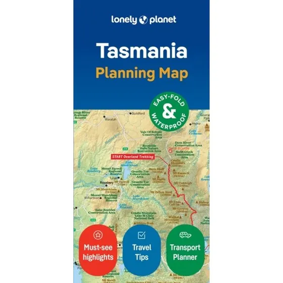 Lonely Planet Tasmania Planning Map, vandbestandig, med slipcase