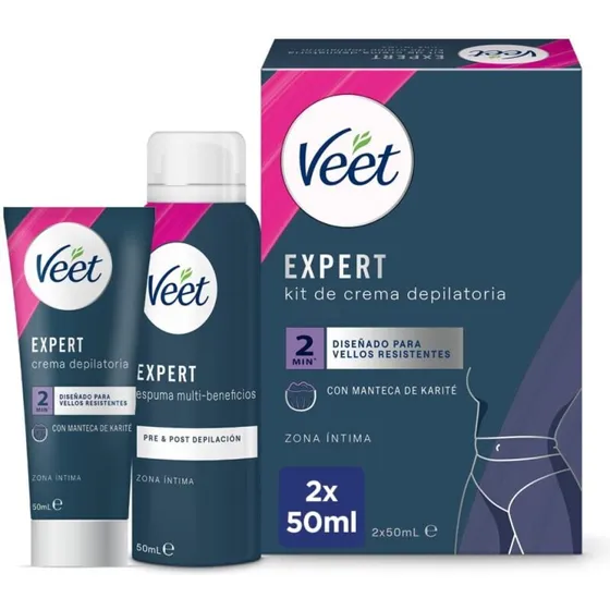 Veet Expert Intim hårfjerningssæt Creme 50 ml + Skum 50 ml