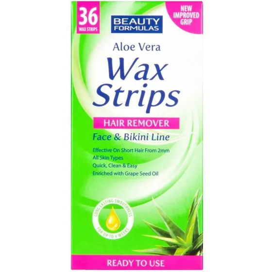 Beauty Formulas Aloe Vera voksstrips til ansigt & bikini 36 stk
