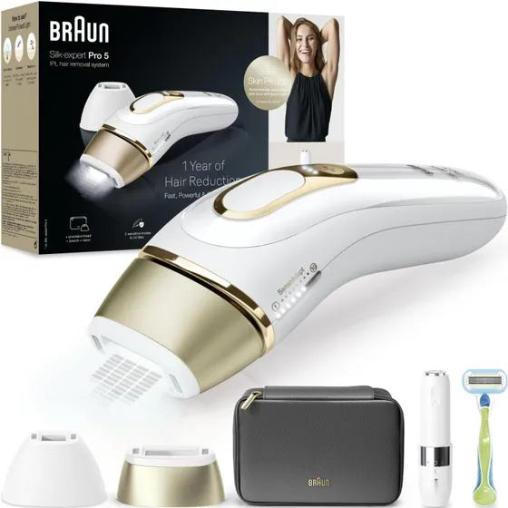 Braun Silk·expert Pro 5 PL5146 IPL hårfjerningsapparat, hvid/guld
