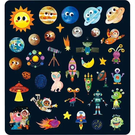 Mieredu Jelly Stickers 38 stk Astronaut - Flytbare