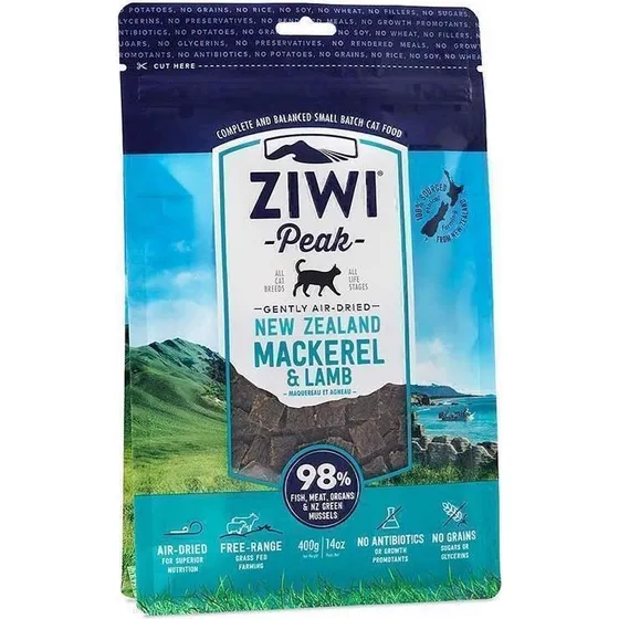 ZiwiPeak Kattefoder Lufttørret Makrel & Lam, 400g