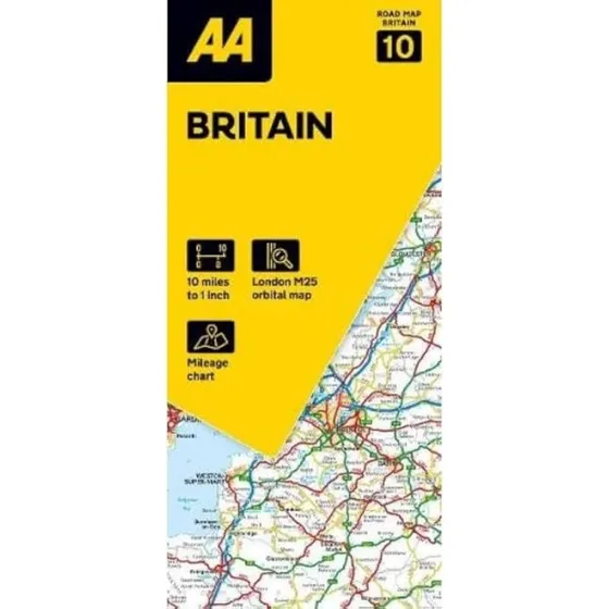 AA Road Map Britain – Foldbar kort med campingpladser og byplaner
