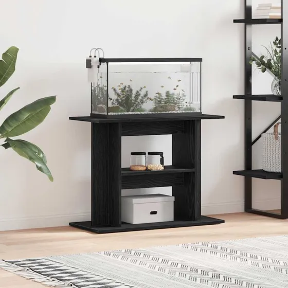 vidaXL Akvariebord 80x35x60 cm Konstrueret Træ Sort