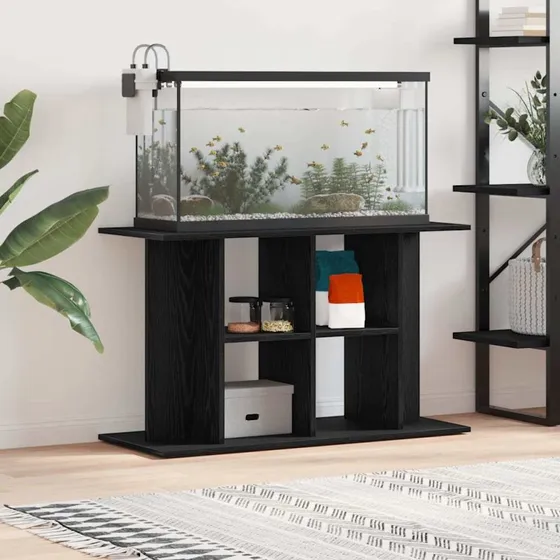 vidaXL Akvariestativ Sort Egetræ 100x40x60 cm