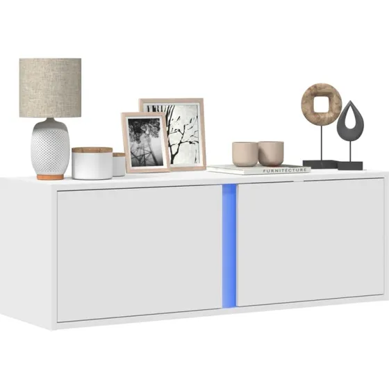 vidaXL væghængt tv-bord 100x31x35 cm med LED-lys hvid