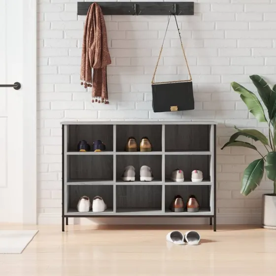 vidaXL Skoskab 100x35x70 cm Grå Sonoma-Eg Konstrueret Træ med Stålben