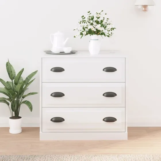 vidaXL Skænk 70x35,5x67,5 cm Konstrueret Træ Hvid Højglans