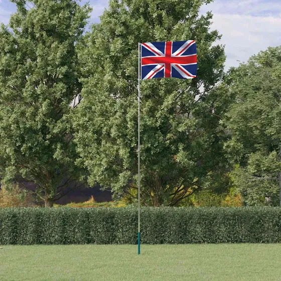 vidaXL Storbritannien-flag med 5,5 m teleskopisk aluminiumsflagstang