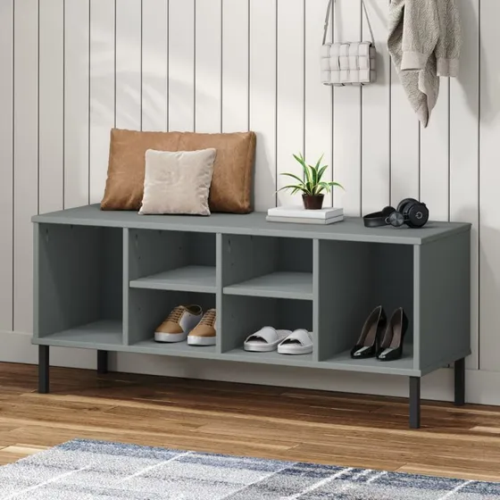 vidaXL Skoreol OSLO 106x35x45 cm massivt fyrretræ grå