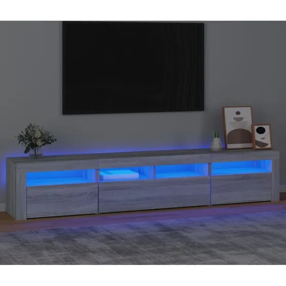vidaXL tv-skab med LED-lys 210x35x40 cm grå sonoma-eg
