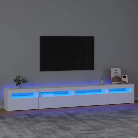 vidaXL tv-skab med LED-lys 270 cm hvid