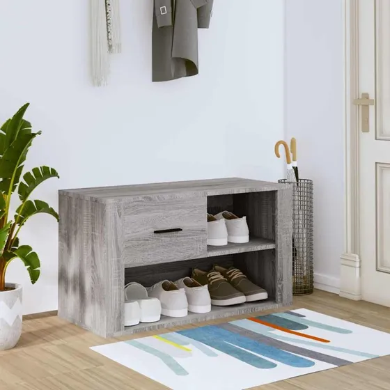 vidaXL Skoskab 80x35x45 cm Konstrueret Træ Grå Sonoma-Eg