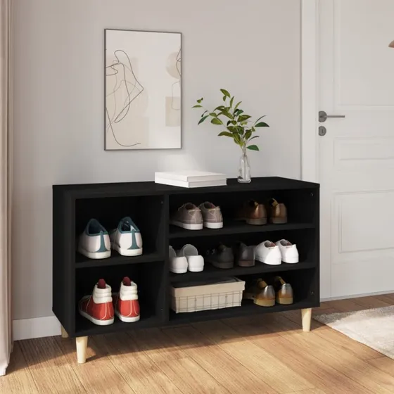 vidaXL Skoreol 102x36x60 cm Konstrueret Træ Sort