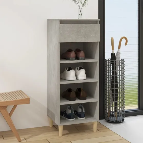 vidaXL Skoreol 40x36x105 cm Konstrueret Træ Betongrå med Skuffe