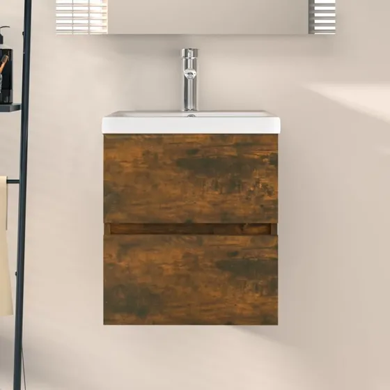 vidaXL Underskab 41x38,5x45 cm røget egetræ konstrueret træ