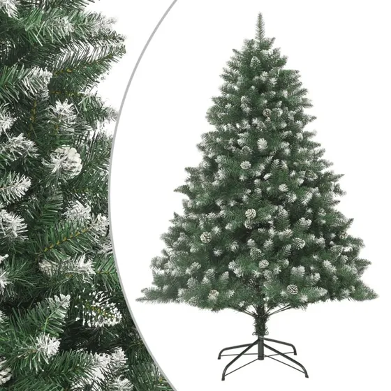 vidaXL Kunstigt Juletræ 210 cm med Fod – PVC, Sne & Kogler