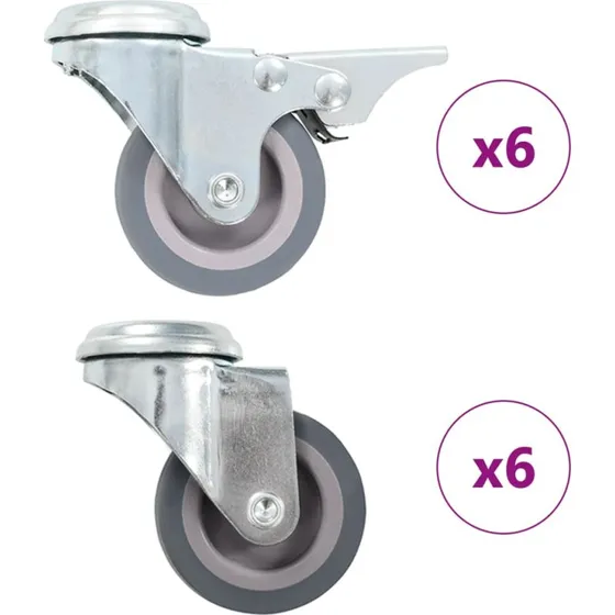 vidaXL Drejehjul med bolthul 12 stk. 50 mm, grå
